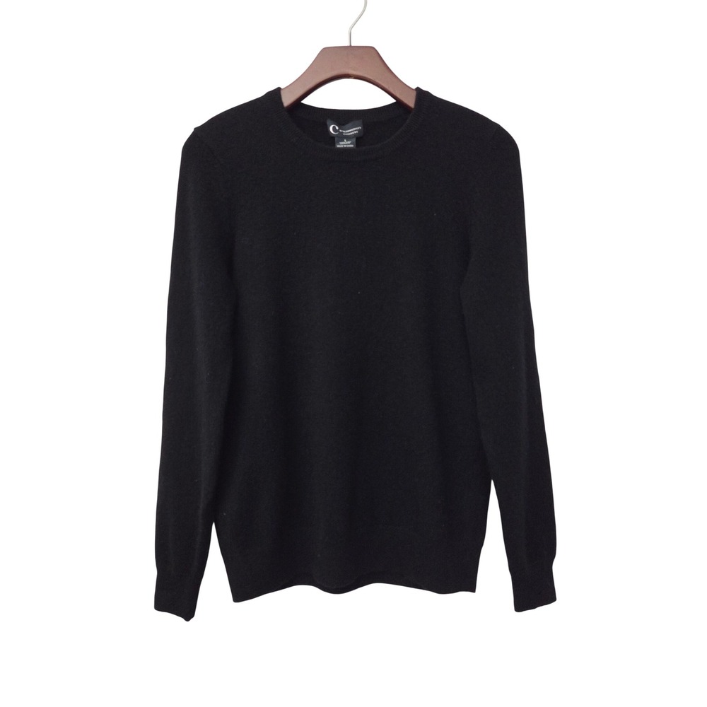 C by Bloomingdale's Cashmere Crewneck Sweater Womens L Black NWT $188 V9300